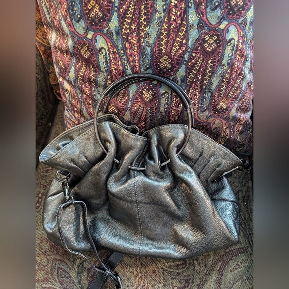 Vintage Nino Bossi Leather Convertible Bag In Grey Pewter Leather - Picture 13 of 16